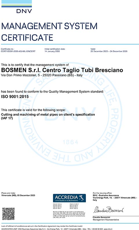 Bosmen -certificate iso 9001